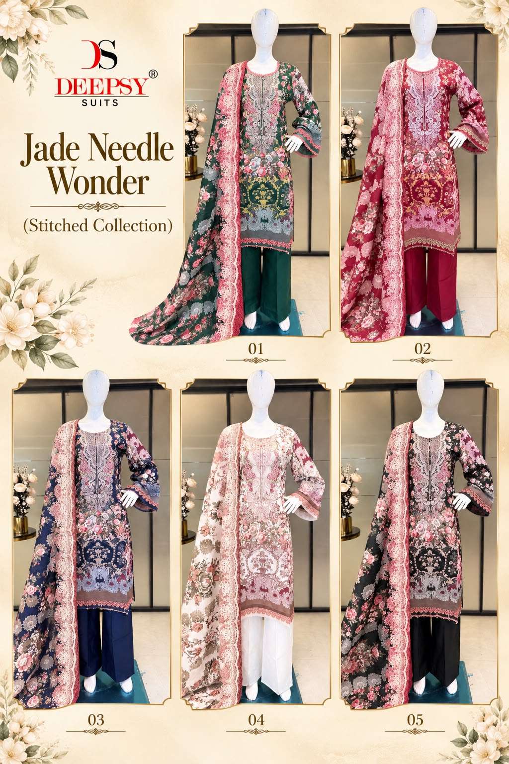 DEEPSY SUITS JADE NEEDLE WONDER CHIKAN WORK LACE AND LATKAN PAKISTANI SUIT STITCHED BRAND SHOP